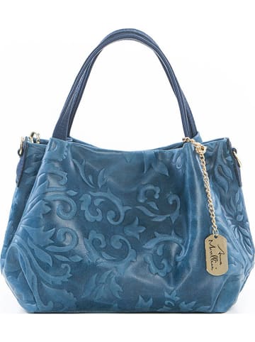 Anna Morellini Leder-Henkeltasche "Clarissa" in Blau - (B)28 x (H)20 x (T)12 cm