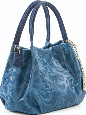 Anna Morellini Leder-Henkeltasche "Clarissa" in Blau - (B)28 x (H)20 x (T)12 cm