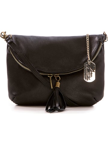 Anna Morellini Leder-Umhängetasche "Alice" in Schwarz - (B)22 x (H)18 x (T)2 cm