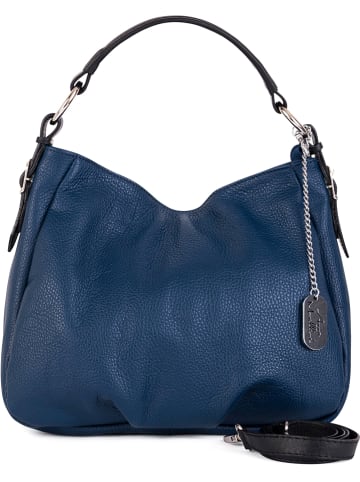 Anna Morellini Leder-Schultertasche "Noemi 1" in Blau - (B)30,5 x (H)26 x (T)9 cm
