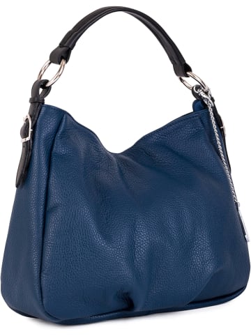 Anna Morellini Leder-Schultertasche "Noemi 1" in Blau - (B)30,5 x (H)26 x (T)9 cm
