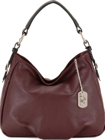 Anna Morellini Leder-Schultertasche "Noemi1" in Bordeaux - (B)30,5 x (H)26 x (T)9 cm