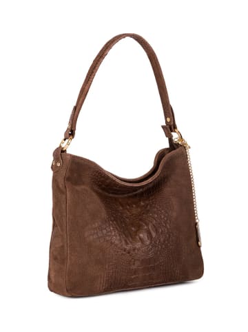 Anna Morellini Leder-Schultertasche "Linda" in Braun - (B)29 x (H)24 x (T)8 cm