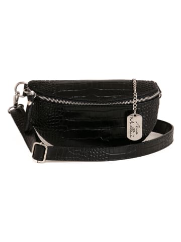 Anna Morellini Leder-Gürteltasche "Azzurra" in Schwarz - (B)21 x (H)13 x (T)6 cm