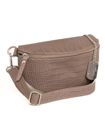 Anna Morellini Leder-Gürteltasche "Azzurra" in Taupe - (B)21 x (H)13 x (T)6 cm