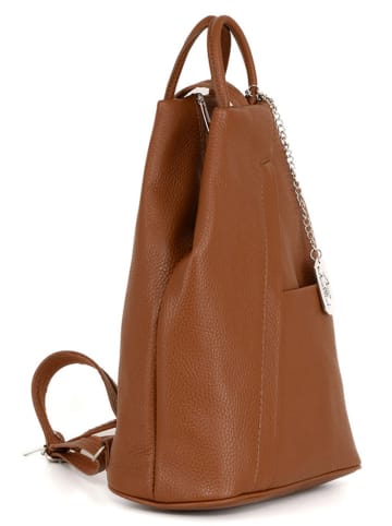 Anna Morellini Leder-Rucksack "Renata" in Cognac - (B)24,5 x (H)30 x (T)7 cm