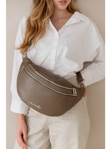 Anna Morellini Leder-Gürteltasche "Lolanda" in Taupe - (B)36 x (H)22 x (T)12 cm