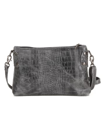 Mia Tomazzi Leder-Umhängetasche in Anthrazit - (B)23 x (H)16 x (T)2 cm