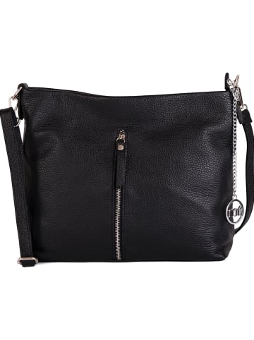 Mia Tomazzi Leder-Umhängetasche "Alerami" in Schwarz - (B)30 x (H)25 x (T)10 cm