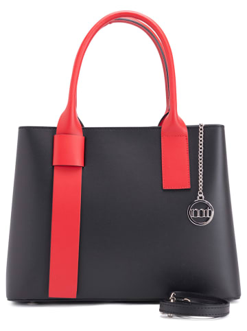 Mia Tomazzi Leder-Henkeltasche "Argonne" in Schwarz - (B)33 x (H)25 x (T)14 cm