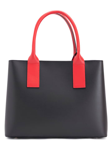 Mia Tomazzi Leren handtas "Argonne" zwart - (B)33 x (H)25 x (D)14 cm