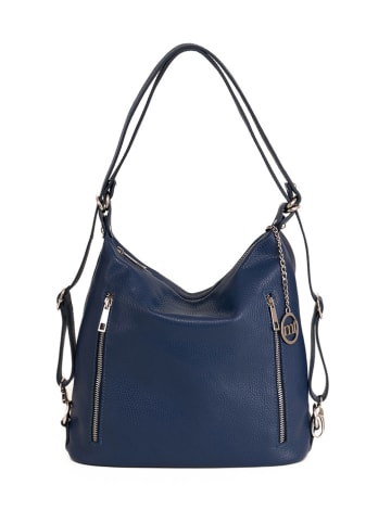 Mia Tomazzi Leder-Rucksack "Giulianova" in Dunkelblau - (B)28 x (H)29 x (T)12 cm