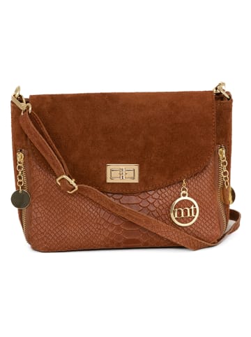 Mia Tomazzi Leder-Umhängetasche "Dergano" in Cognac - (B)26 x (H)21 x (T)10 cm