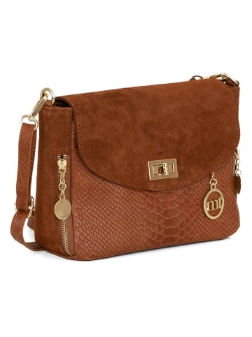 Mia Tomazzi Leder-Umhängetasche "Dergano" in Cognac - (B)26 x (H)21 x (T)10 cm