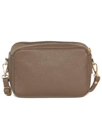 Mia Tomazzi Leren schoudertas taupe - (B)23 x (H)16 x (D)11 cm