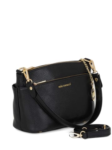 Mia Tomazzi Leder-Schultertasche "Bardolino" in Schwarz - (B)25 x (H)17 x (T)13 cm