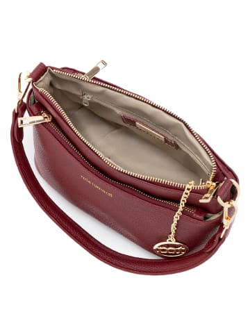 Mia Tomazzi Leder-Schultertasche "Bardolino" in Bordeaux - (B)25 x (H)17 x (T)13 cm