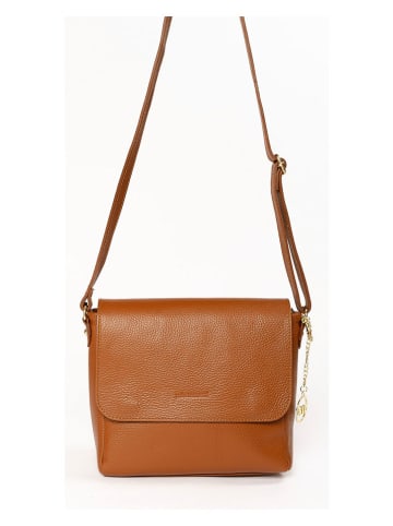 Mia Tomazzi Leder-Umhängetasche ''Zanzur'' in Hellbraun - (B)25 x (H)24 x (T)9 cm