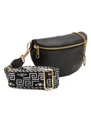 Lia Biassoni Leder-Umhängetasche "Irpino" in Schwarz - (B)23 x (H)12 x (T)2 cm