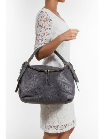 Lucca Baldi Leren handtas "Cortona" grijs - (B)40 x (H)36 x (D)16 cm