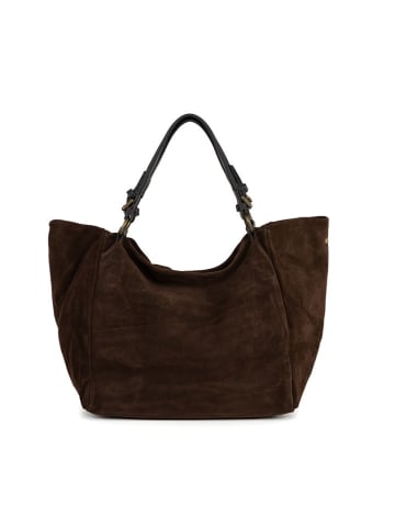 Lucca Baldi Leder-Schultertasche "Gimignano" in Dunkelbraun - (B)50 x (H)45 x (T)20 cm