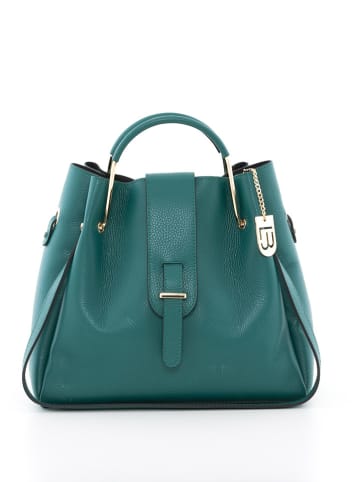 Lucca Baldi Leren handtas "Vinci" petrol - (B)33 x (H)28 x (D)13 cm