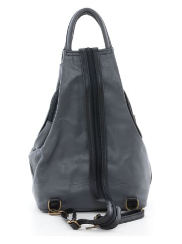 Lucca Baldi Leder-Rucksack "Novara" in Anthrazit/ Schwarz - (B)29 x (H)34 x (T)13 cm