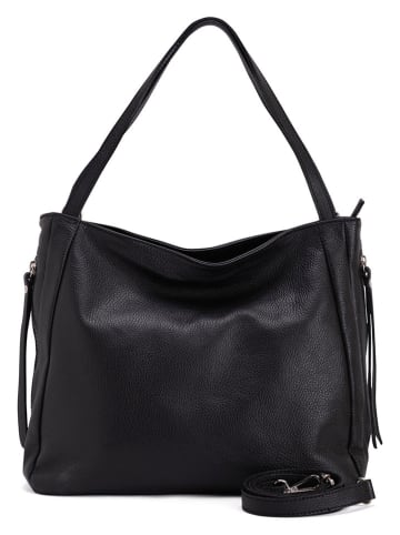 Lucca Baldi Leder-Schultertasche "Fiesole" in Schwarz - (B)34 x (H)29 x (T)15 cm
