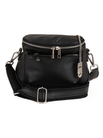 Lucca Baldi Leder-Umhängetasche "Favara" in Schwarz - (B)24 x (H)19 x (T)7 cm