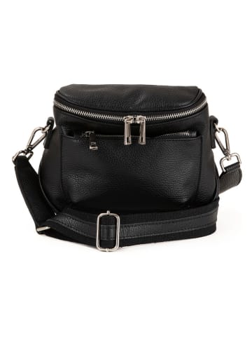Lucca Baldi Leren schoudertas "Favara" zwart - (B)24 x (H)19 x (D)7 cm