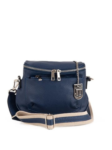 Lucca Baldi Leren schoudertas "Favara" donkerblauw - (B)24 x (H)19 x (D)7 cm