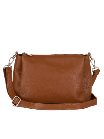 Lucca Baldi Leder-Umhängetasche "Melfi" in Cognac - (B)26 x (H)19 x (T)9 cm