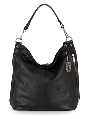 Lucca Baldi Leder-Schultertasche "Bolzano" in Schwarz - (B)45 x (H)40 x (T)15 cm