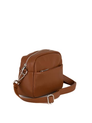 Lucca Baldi Leren schoudertas "Cascina" camel - (B)22 x (H)18 x (D)9 cm