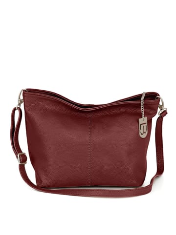 Lucca Baldi Leder-Schultertasche "Trapani" in Bordeaux - (B)33 x (H)25 x (T)14 cm