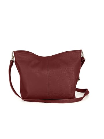 Lucca Baldi Leder-Schultertasche "Trapani" in Bordeaux - (B)33 x (H)25 x (T)14 cm