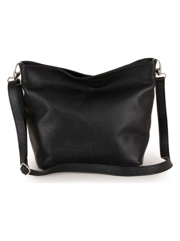 Lucca Baldi Leder-Schultertasche "Trapani" in Schwarz - (B)33 x (H)25 x (T)14 cm