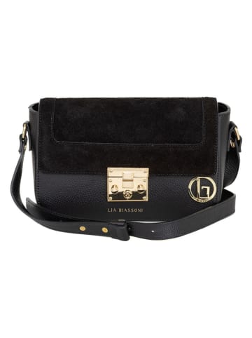 Lia Biassoni Leren schoudertas "Camoscio" zwart - (B)24 x (H)16 x (D)7 cm