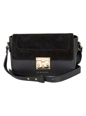 Lia Biassoni Leren schoudertas "Camoscio" zwart - (B)24 x (H)16 x (D)7 cm