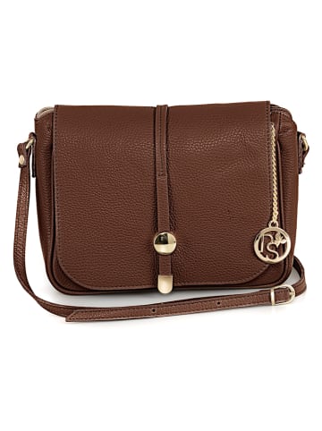 Pia Sassi Leren schoudertas "Monte Avella" bruin - (B)25 x (H)23 x (D)7 cm