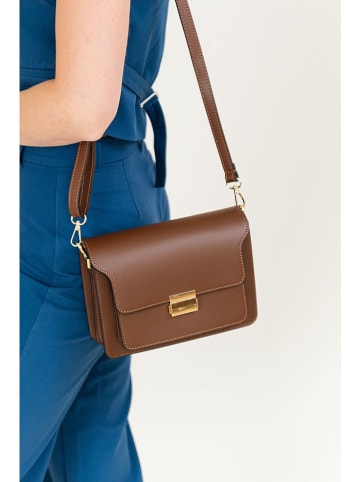 Pia Sassi Skórzana torebka "Carbonara" w kolorze jasnobrązowym - 23 x 17 x 10 cm