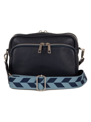 Anna Morellini Leder-Umhängetasche "Erminia" in Dunkelblau  - (B)22 x (H)17 x (T)9 cm