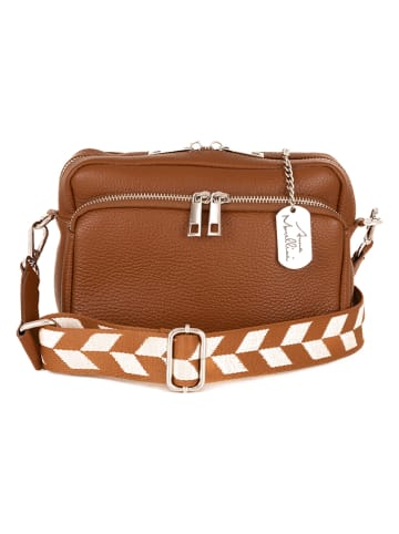 Anna Morellini Leder-Umhängetasche "Erminia" in Hellbraun - (B)22 x (H)17 x (T)9 cm