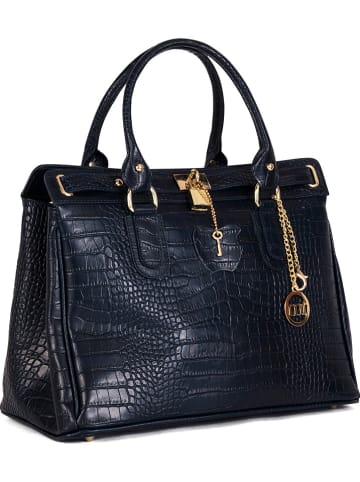 Mia Tomazzi Leren handtas "Rezia" donkerblauw - (B)36 x (H)28 x (D)18 cm