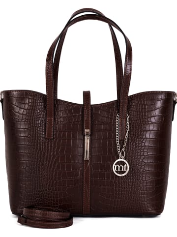 Mia Tomazzi Leder-Schultertasche "Valbrona" in Braun - (B)40 x (H)27 x (T)14 cm