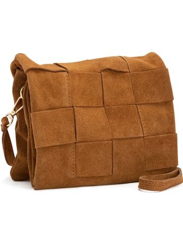 Mia Tomazzi Leder-Umhängetasche "Empoli" in Cognac - (B)23 x (H)17 x (T)5 cm