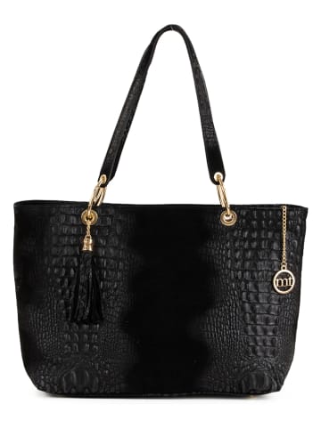 Mia Tomazzi Leder-Shopper "Cilento" in Schwarz - (B)58 x (H)42 x (T)14 cm