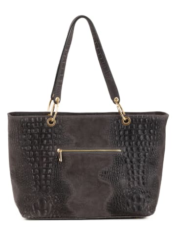 Mia Tomazzi Leren shopper donkergrijs - (B)58 x (H)42 x (D)14 cm