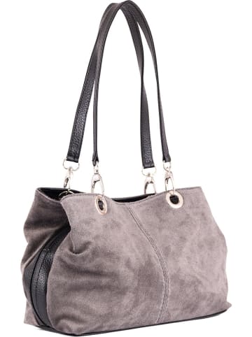 Lia Biassoni Leren schoudertas "Alvo" grijs - (B)32 x (H)20 x (D)14 cm