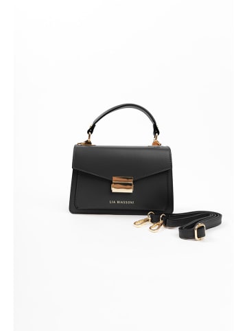 Lia Biassoni Leder-Henkeltasche in Schwarz - (B)20 x (H)14 x (T)7 cm